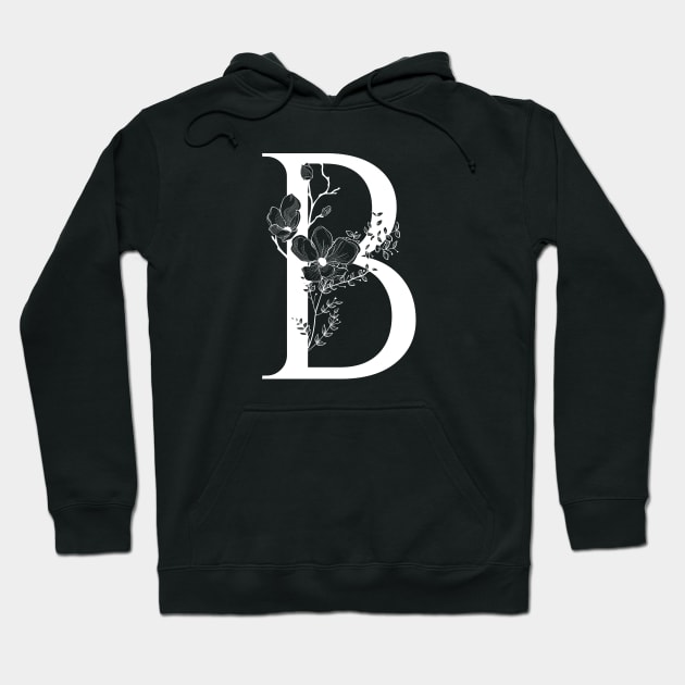 Letter B Monogram - Floral Initial Hoodie by ZenNature